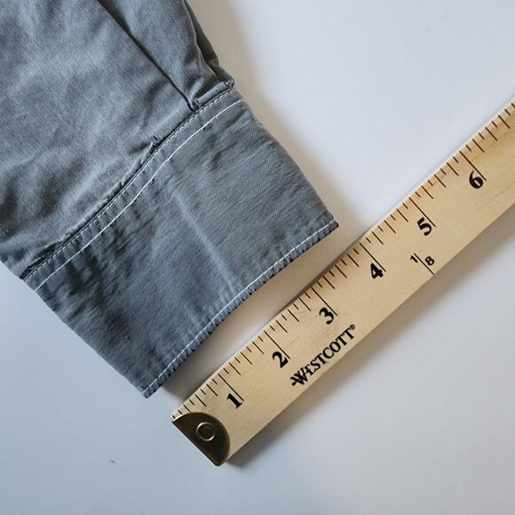 32 Bar Blues Shirt Mens L Gray Button Up Elbow Patches Casual Grunge Long Sleeve - Picture 13 of 14
